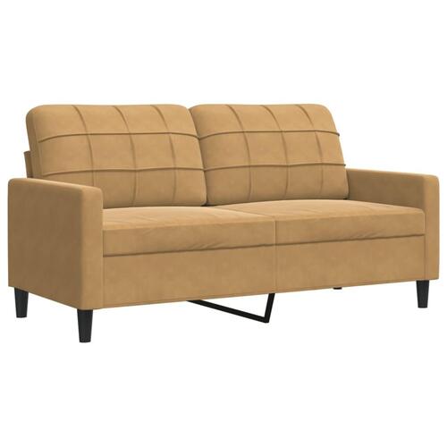 Sofasæt 4 dele med hynder og bolsterpuder velour brun