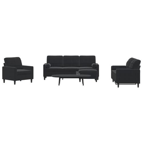 Sofasæt 4 dele med hynder og bolsterpuder velour sort