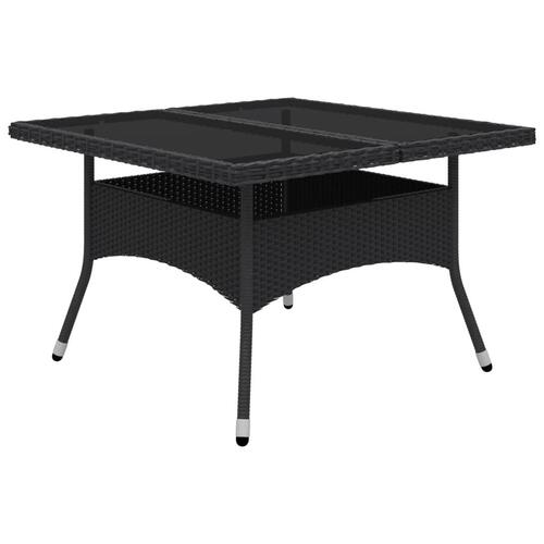 Spisebordssæt til haven 9 dele polyrattan og glas sort