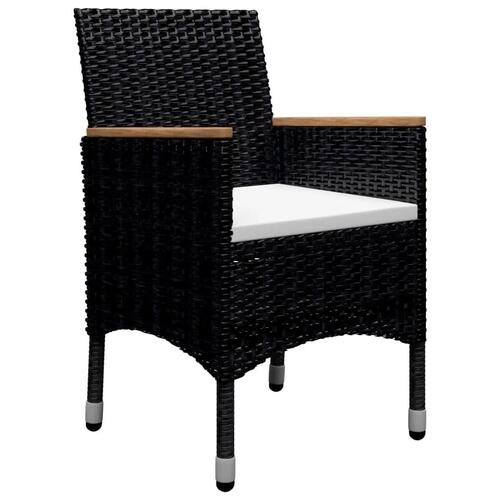 Bistrosæt til haven 9 dele polyrattan og hærdet glas sort