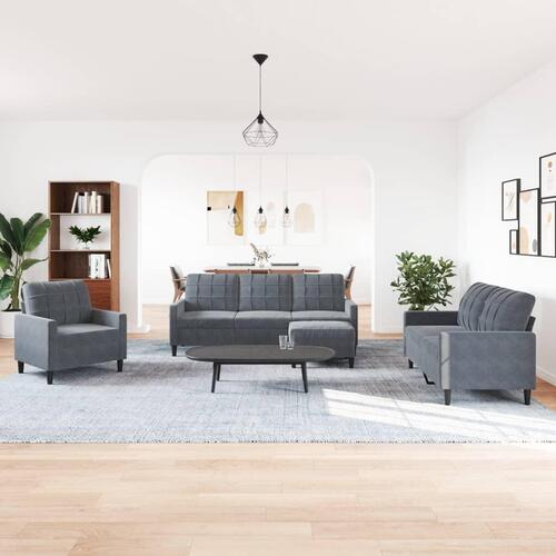 Sofasæt 4 dele med hynder velour mørkegrå