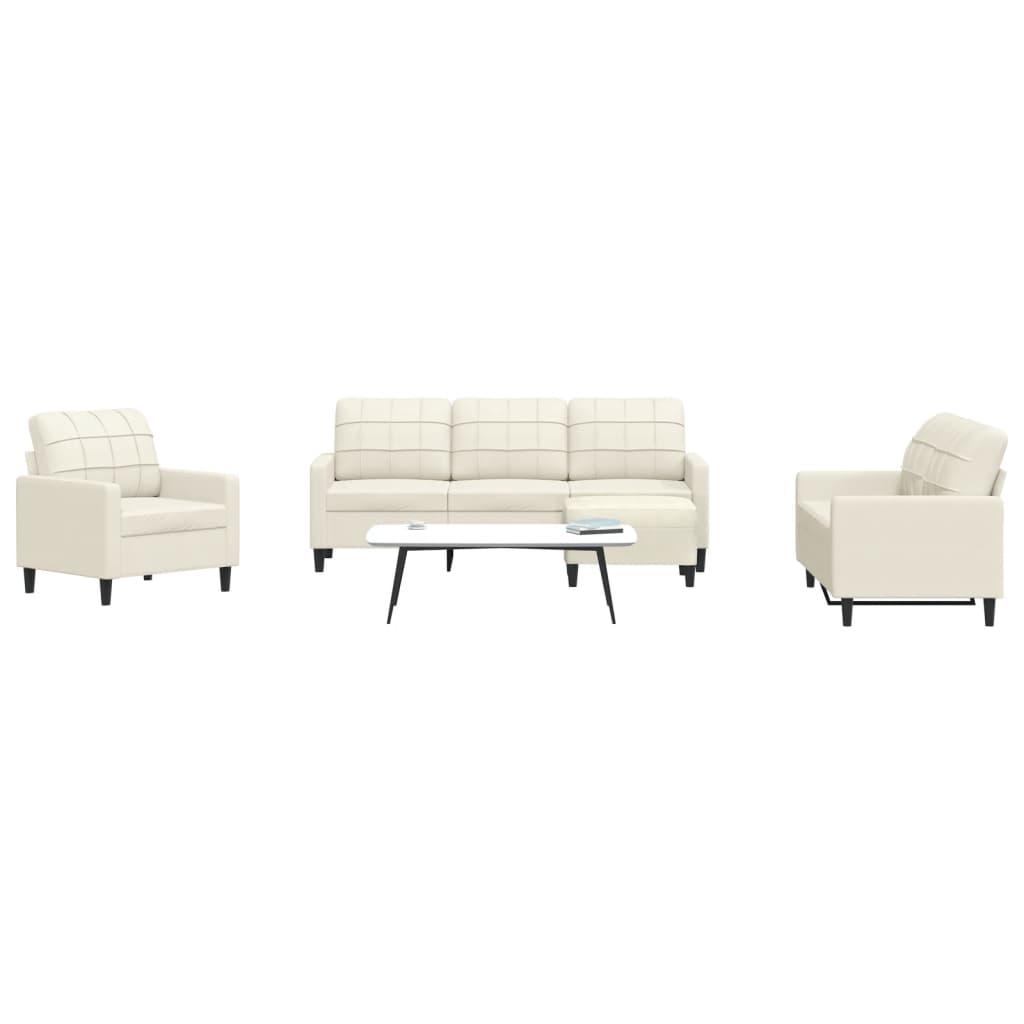 Sofasæt 4 dele med hynder velour cremefarvet