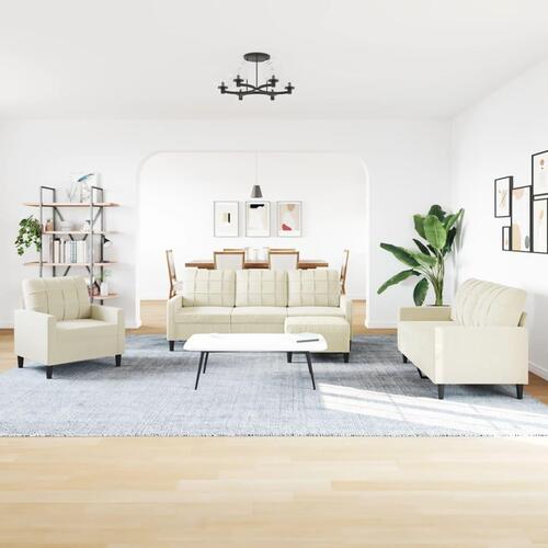 Sofasæt 4 dele med hynder velour cremefarvet
