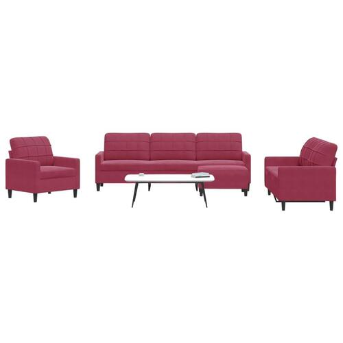 Sofasæt 4 dele med hynder velour vinrød