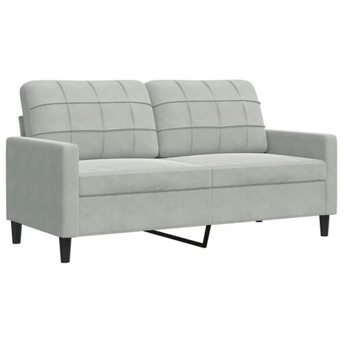 3 personers sofa med hynder og bolsterpuder velour lysegrå