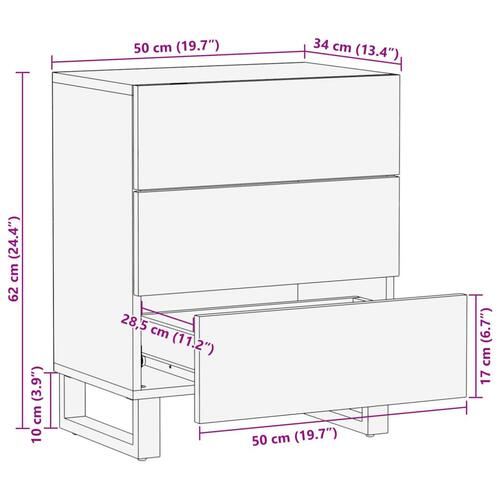 Sengebord 50x34x62 cm massivt mangotræ brun