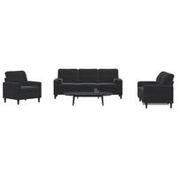 3 personers sofa med hynder og bolsterpuder velour sort