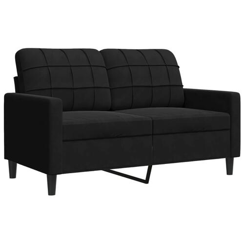 3 personers sofa med hynder og bolsterpuder velour sort