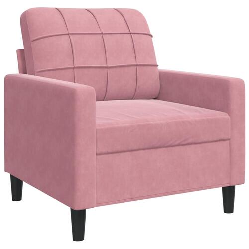 Sofasæt 4 dele med hynder og bolsterpuder velour lyserød