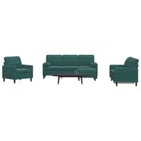Sofasæt 4 dele med hynder og bolsterpuder velour mørkegrøn