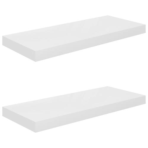 Væghylder 2 stk. 60x23,5x3,8 cm MDF hvid højglans