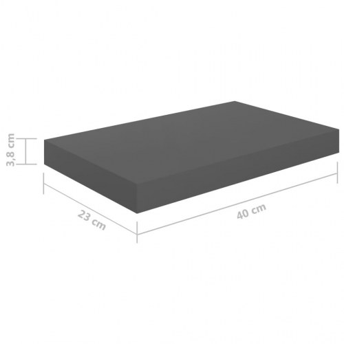 Væghylder - 4 stk. 40×23×3,8 cm i MDF, grå højglans