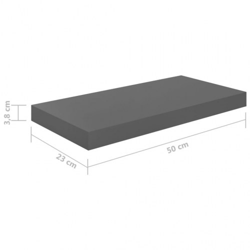 Væghylder 4 stk. - 50×23×3,8 cm i grå højglans MDF