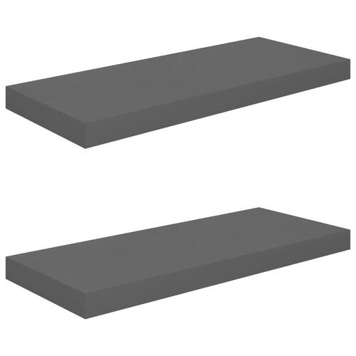 Væghylder 2 stk. 60x23,5x3,8 cm MDF grå højglans