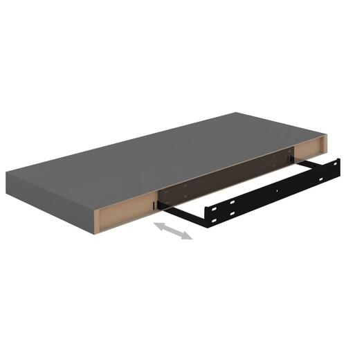 Væghylder 2 stk. 60x23,5x3,8 cm MDF grå højglans