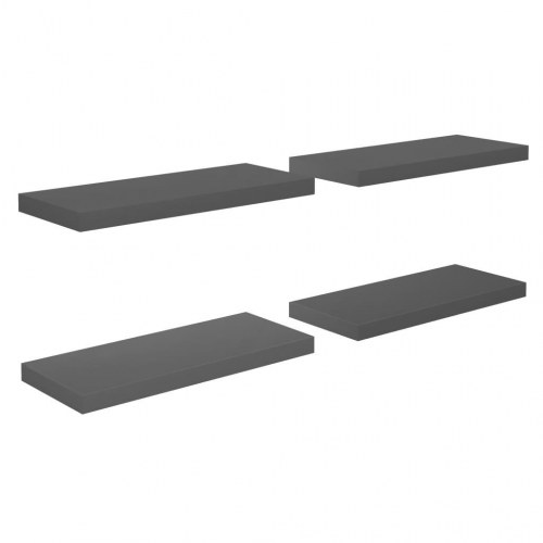 Væghylder 4 stk. - 60 × 23,5 × 3,8 cm, MDF i grå højglans
