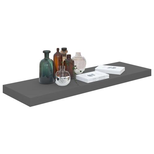 Væghylder 2 stk. 80x23,5x3,8 cm MDF grå højglans