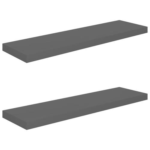 Væghylder 2 stk. 90x23,5x3,8 cm MDF grå højglans