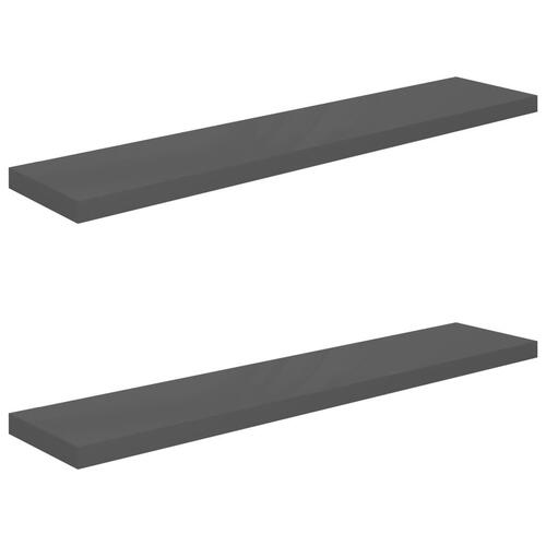 Væghylder 2 stk. 120x23,5x3,8 cm MDF grå højglans
