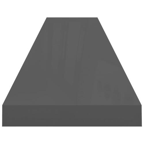 Væghylder 2 stk. 120x23,5x3,8 cm MDF grå højglans