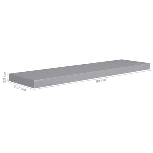 Væghylder 2 stk. 90x23,5x3,8 cm MDF grå