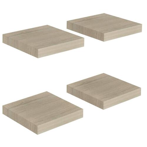 Væghylder 4 stk. 23x23,5x3,8 cm MDF egetræsfarve