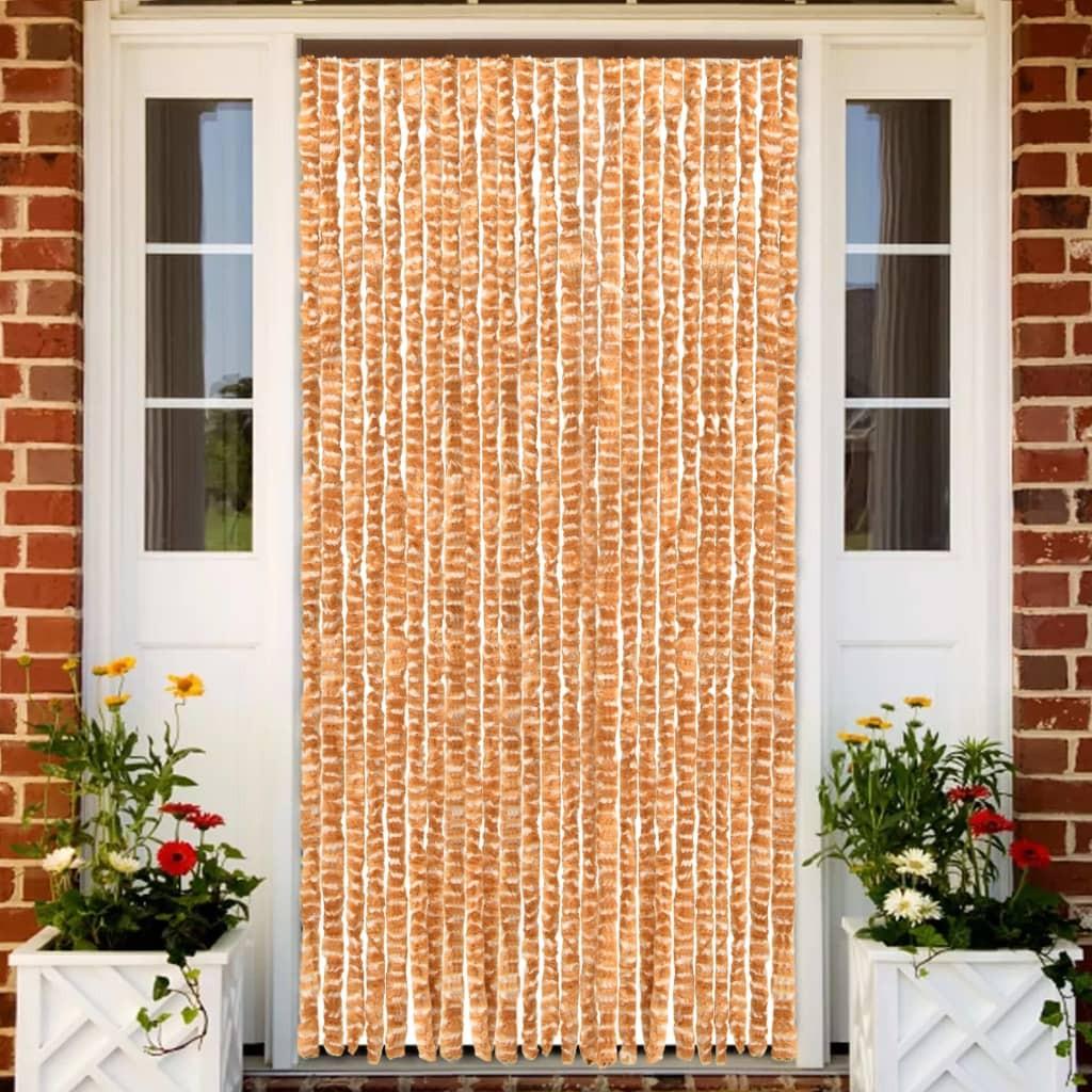Insektgardin 100x220 cm chenille okker og hvid