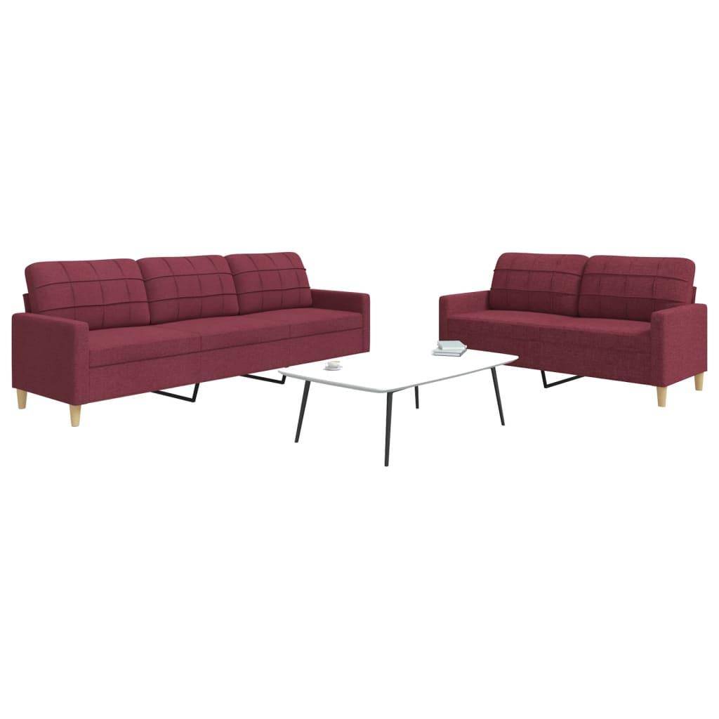 2 personers sofa stof vinrød