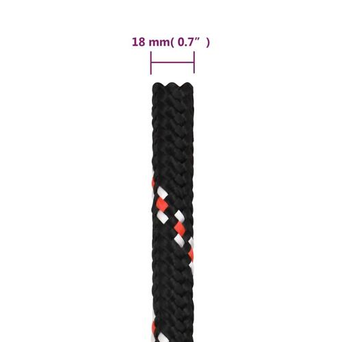 Tovværk til båd 18 mm 25 m polypropylen sort