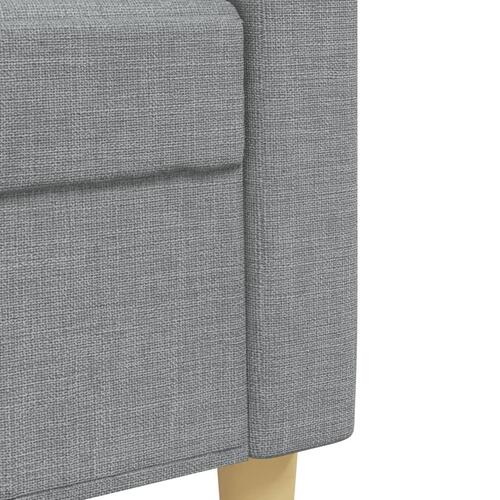 3 personers sofa med fodskammel og pyntepuder stof lysegrå