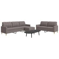 3 personers sofa med fodskammel stof gråbrun