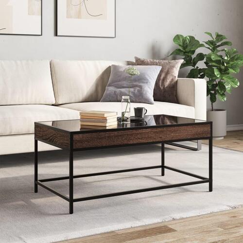 Sofabord med Infinity LED-lys 90x50x41 cm brun egetræsfarve