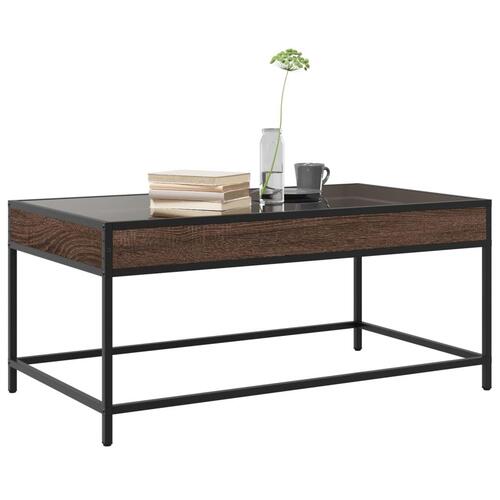 Sofabord med Infinity LED-lys 90x50x41 cm brun egetræsfarve