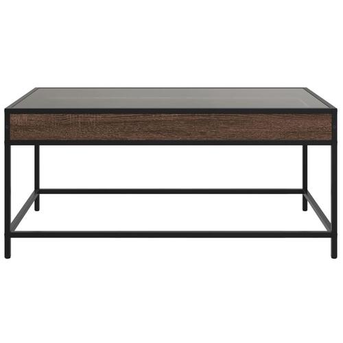 Sofabord med Infinity LED-lys 90x50x41 cm brun egetræsfarve