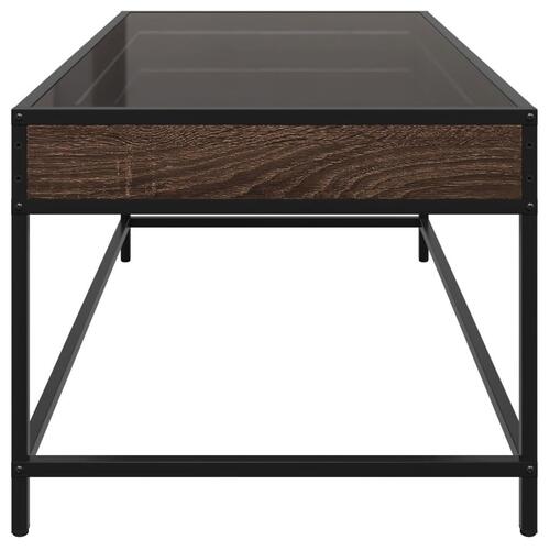 Sofabord med Infinity LED-lys 90x50x41 cm brun egetræsfarve
