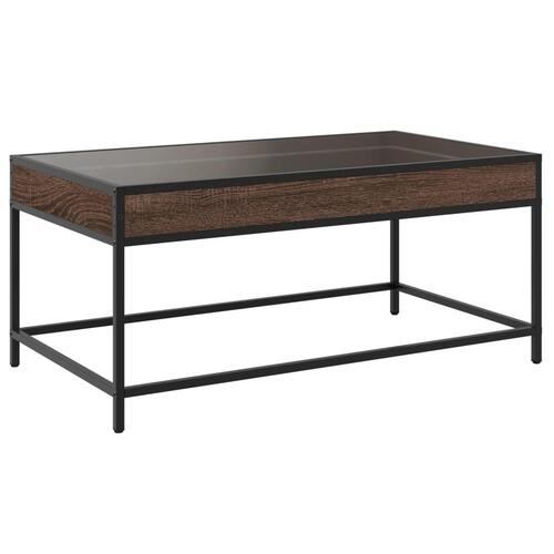 Sofabord med Infinity LED-lys 90x50x41 cm brun egetræsfarve