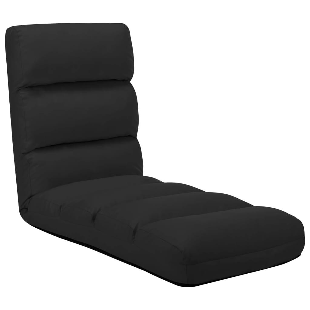 Foldbar gulvstol kunstlæder sort