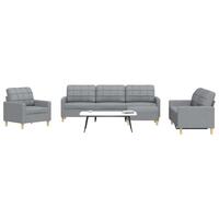 Sofasæt 4 dele med fodskammel stof lysegrå