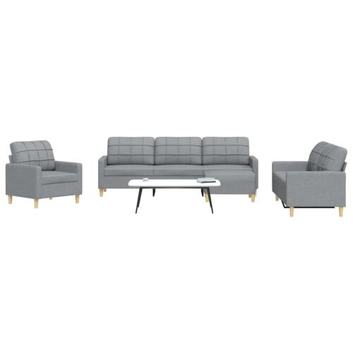 Sofasæt 4 dele med fodskammel stof lysegrå