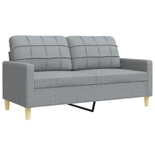 Sofasæt 4 dele med fodskammel stof lysegrå