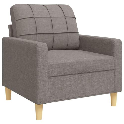 3 personers sofa med pyntepuder stof gråbrun