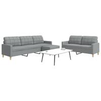 3 personers sofa med fodskammel stof lysegrå