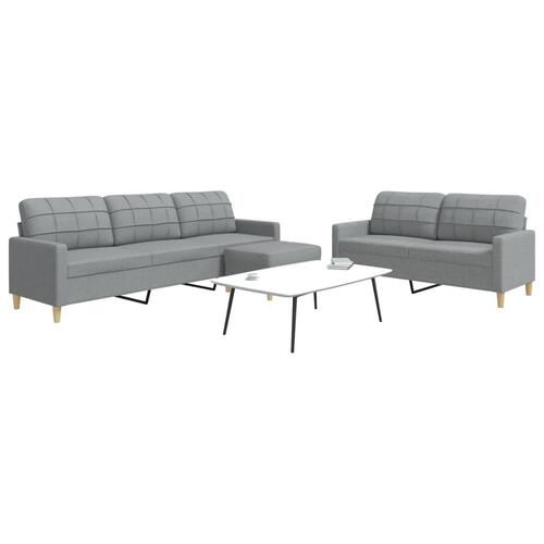 3 personers sofa med fodskammel stof lysegrå