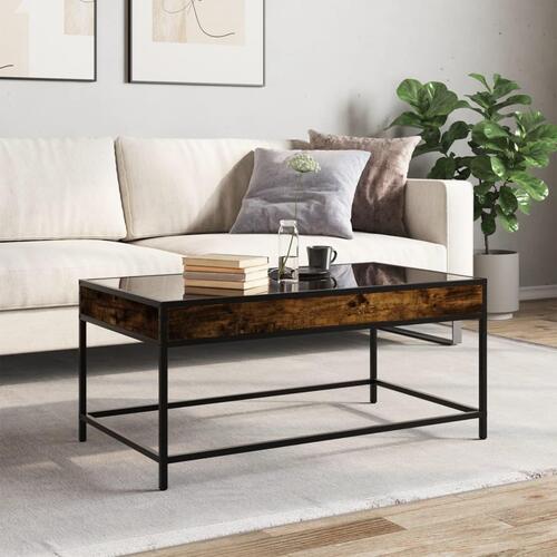 Sofabord med Infinity LED-lys 90x50x41 cm røget egetræsfarve