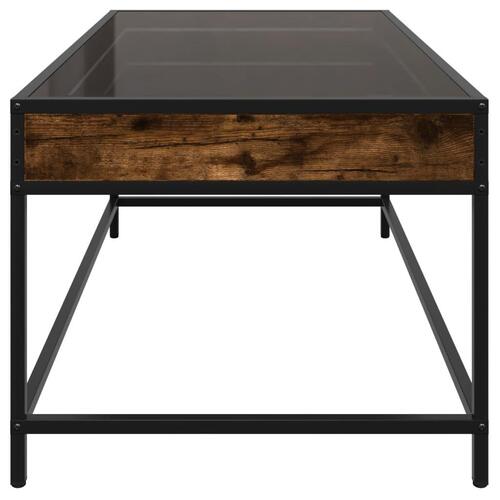 Sofabord med Infinity LED-lys 90x50x41 cm røget egetræsfarve