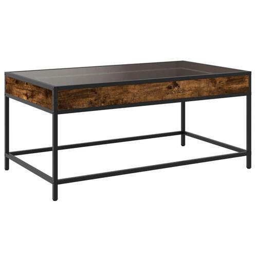 Sofabord med Infinity LED-lys 90x50x41 cm røget egetræsfarve