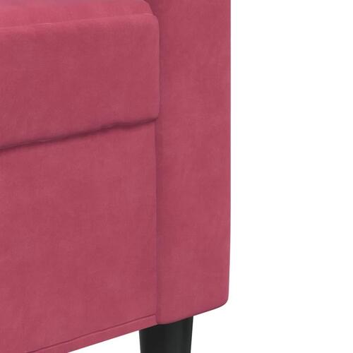 2 personers sofa med hynder og bolsterpuder velour vinrød