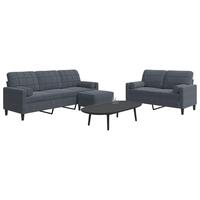 3 personers sofa med hynder og bolsterpuder velour mørkegrå