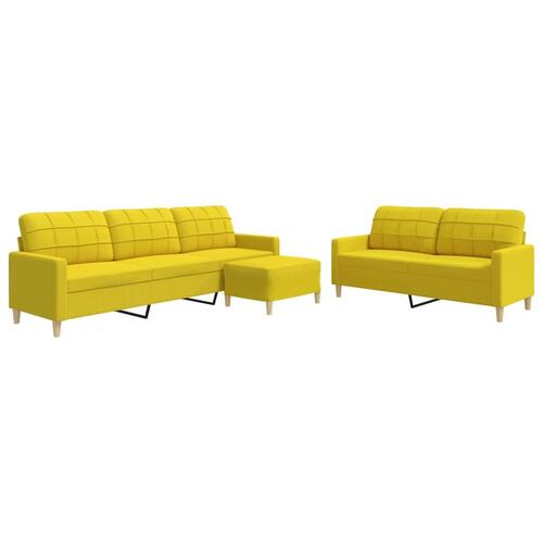 3 personers sofa med fodskammel stof lysegul