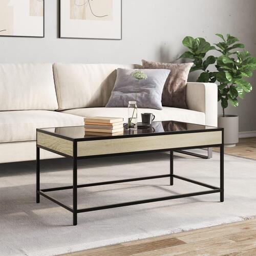 Sofabord med Infinity LED-lys 90x50x41 cm sonoma-eg